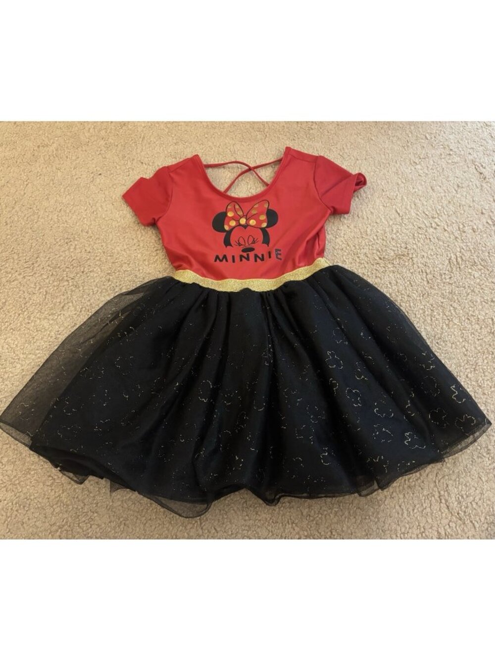 Disney Junior Minnie Mouse Dress Red Gold Black Tutú Size 5T